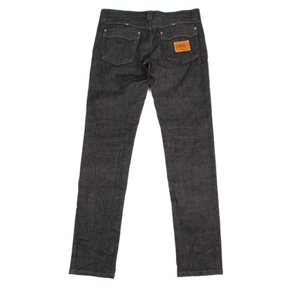 DOLCE&GABBANA Leather Plate Denim Jeans Black Size 33