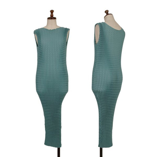ISSEY MIYAKE SPONGY 21SS Zigzag Pleated Dress Mint Size 2