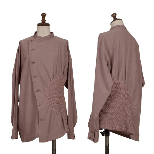 ISSEY MIYAKE 21AW Cotton Shirring Design Blouse Pink Size 2