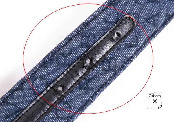 BVLGARI Logo Mania Denim & Leather Belt Blue/Black Size 42