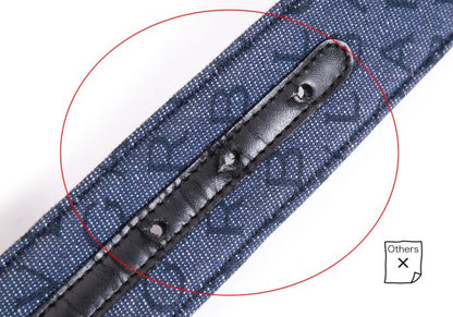 BVLGARI Logo Mania Denim & Leather Belt Blue/Black Size 42