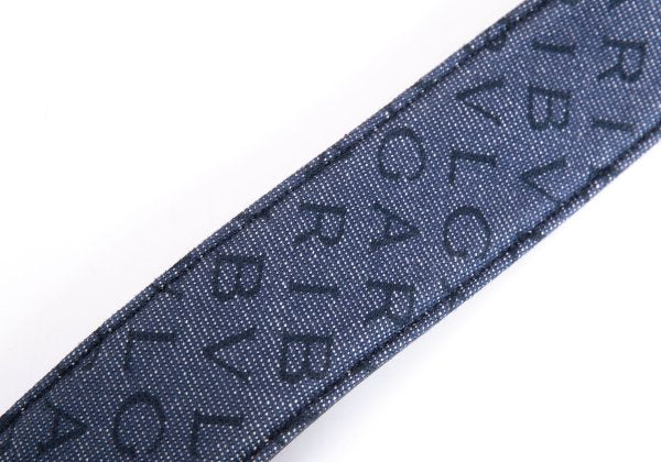 BVLGARI Logo Mania Denim & Leather Belt Blue/Black Size 42