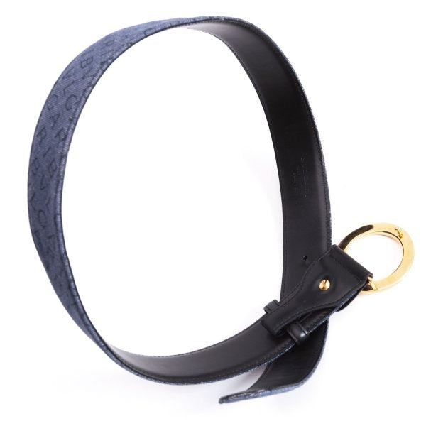 BVLGARI Logo Mania Denim & Leather Belt Blue/Black Size 42