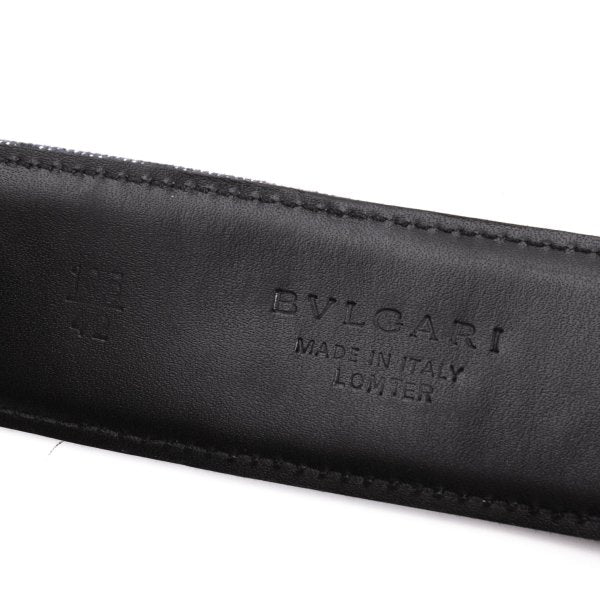 BVLGARI Logo Mania Denim & Leather Belt Blue/Black Size 42