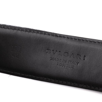 BVLGARI Logo Mania Denim & Leather Belt Blue/Black Size 42
