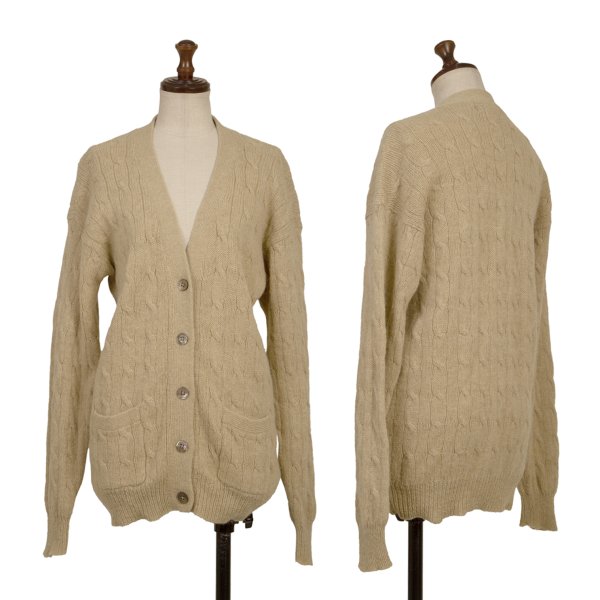 Ralph Lauren Wool Cable Knit Low Gauge Cardigan Mocha Size M