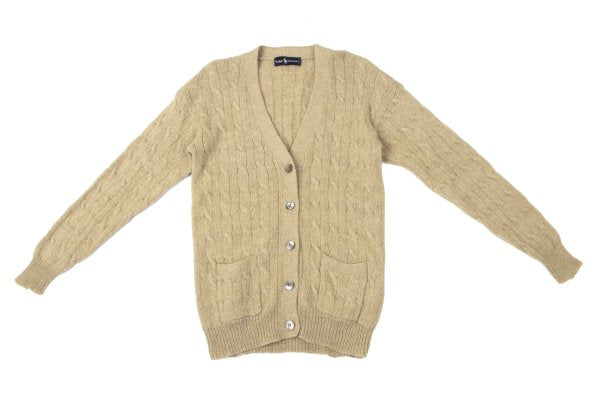 Ralph Lauren Wool Cable Knit Low Gauge Cardigan Mocha Size M