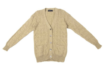 Ralph Lauren Wool Cable Knit Low Gauge Cardigan Mocha Size M