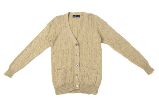 Ralph Lauren Wool Cable Knit Low Gauge Cardigan Mocha Size M