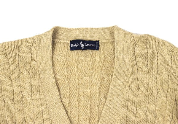 Ralph Lauren Wool Cable Knit Low Gauge Cardigan Mocha Size M