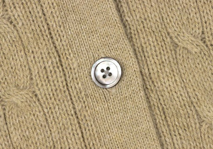 Ralph Lauren Wool Cable Knit Low Gauge Cardigan Mocha Size M