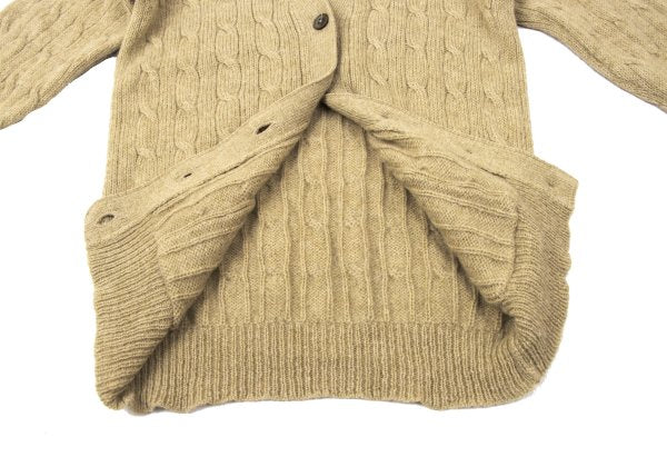Ralph Lauren Wool Cable Knit Low Gauge Cardigan Mocha Size M