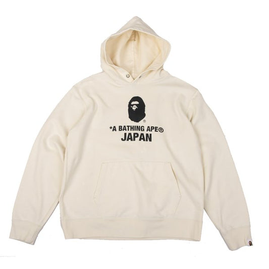 A BATHING APE BAPE Logo Print Hoodie White Size L