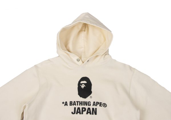 A BATHING APE BAPE Logo Print Hoodie White Size L