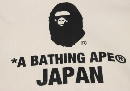 A BATHING APE BAPE Logo Print Hoodie White Size L