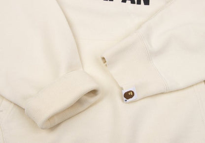 A BATHING APE BAPE Logo Print Hoodie White Size L