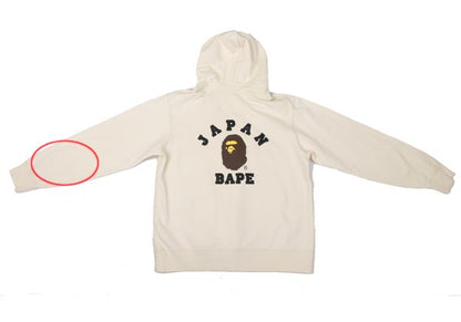 A BATHING APE BAPE Logo Print Hoodie White Size L
