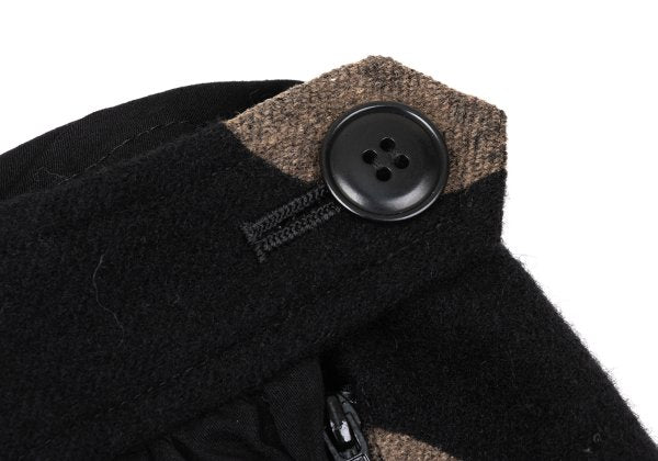 Y's Dot Mixed Material Gathered Skirt Black Size 2
