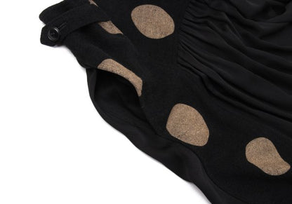 Y's Dot Mixed Material Gathered Skirt Black Size 2