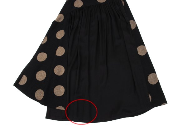 Y's Dot Mixed Material Gathered Skirt Black Size 2