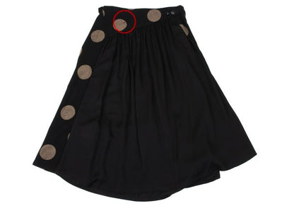 Y's Dot Mixed Material Gathered Skirt Black Size 2