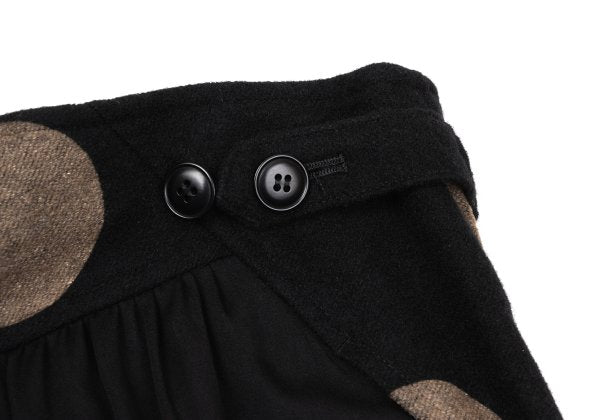 Y's Dot Mixed Material Gathered Skirt Black Size 2
