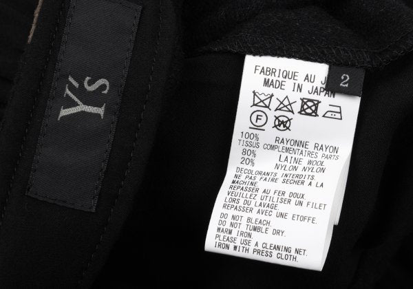 Y's Dot Mixed Material Gathered Skirt Black Size 2
