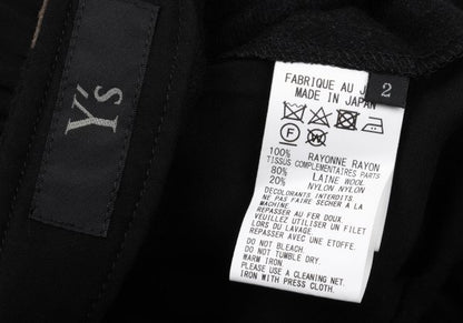 Y's Dot Mixed Material Gathered Skirt Black Size 2