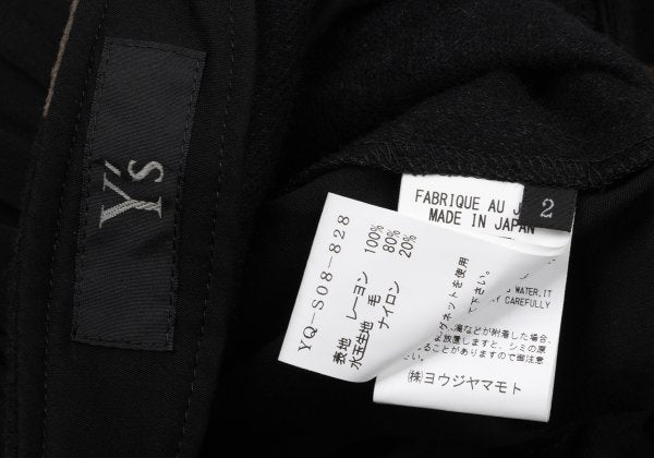 Y's Dot Mixed Material Gathered Skirt Black Size 2