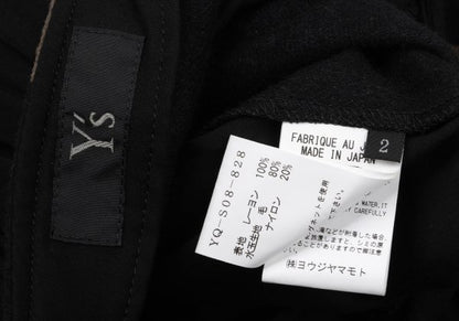 Y's Dot Mixed Material Gathered Skirt Black Size 2