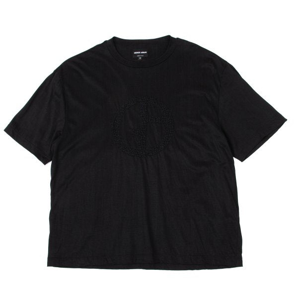 GIORGIO ARMANI Logo Embroidered Cupro T-Shirt Black Size 48