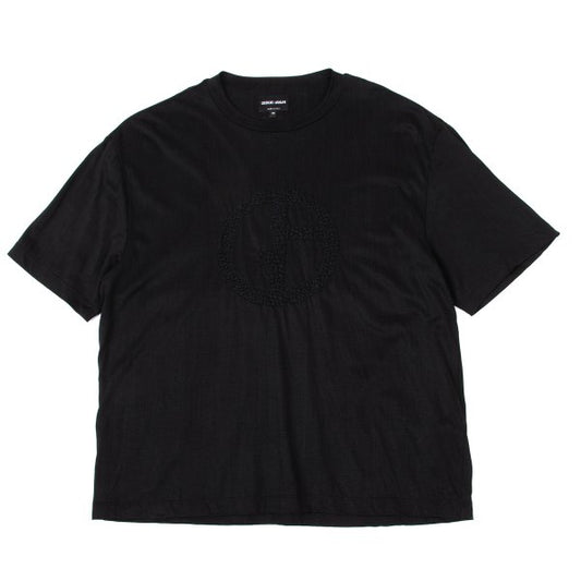 GIORGIO ARMANI Logo Embroidered Cupro T-Shirt Black Size 48