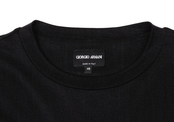 GIORGIO ARMANI Logo Embroidered Cupro T-Shirt Black Size 48