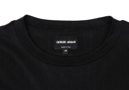 GIORGIO ARMANI Logo Embroidered Cupro T-Shirt Black Size 48