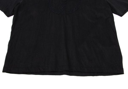 GIORGIO ARMANI Logo Embroidered Cupro T-Shirt Black Size 48