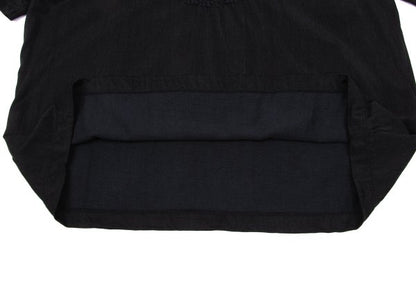GIORGIO ARMANI Logo Embroidered Cupro T-Shirt Black Size 48