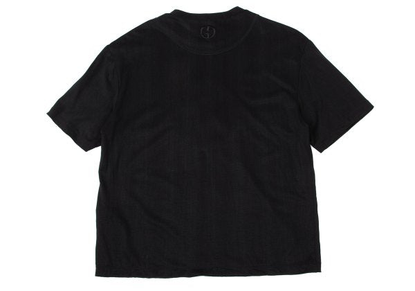 GIORGIO ARMANI Logo Embroidered Cupro T-Shirt Black Size 48