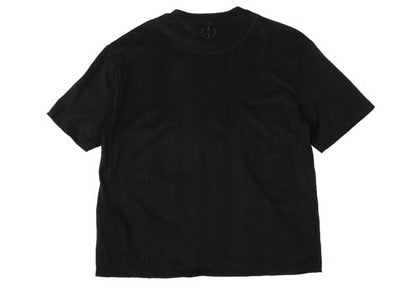 GIORGIO ARMANI Logo Embroidered Cupro T-Shirt Black Size 48