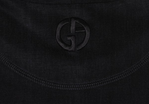 GIORGIO ARMANI Logo Embroidered Cupro T-Shirt Black Size 48