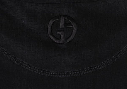GIORGIO ARMANI Logo Embroidered Cupro T-Shirt Black Size 48