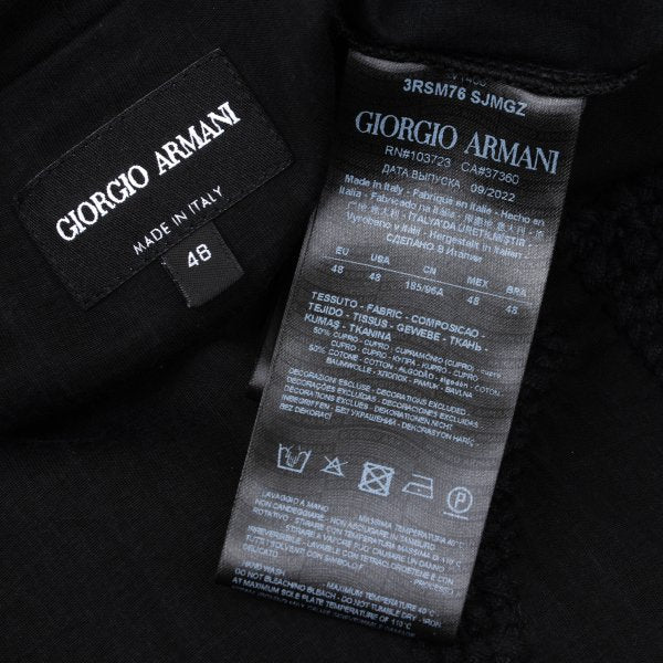 GIORGIO ARMANI Logo Embroidered Cupro T-Shirt Black Size 48