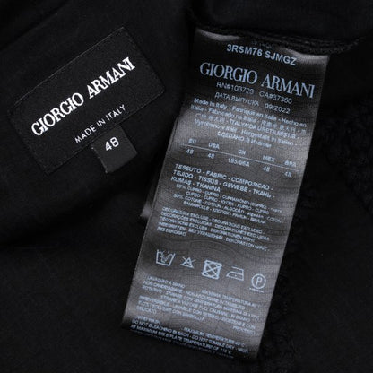 GIORGIO ARMANI Logo Embroidered Cupro T-Shirt Black Size 48