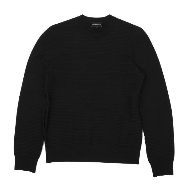 EMPORIO ARMANI Eagle Jacquard Border Sweater Black Size S