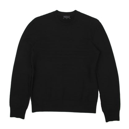 EMPORIO ARMANI Eagle Jacquard Border Sweater Black Size S