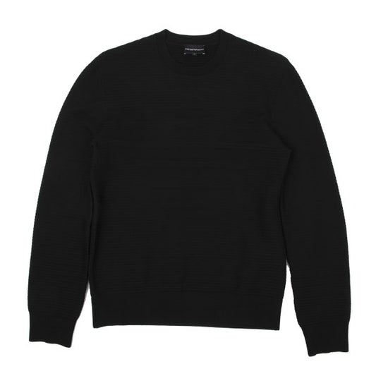 EMPORIO ARMANI Eagle Jacquard Border Sweater Black Size S