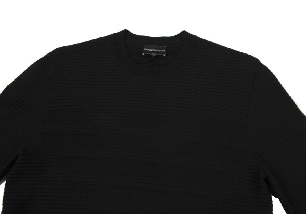 EMPORIO ARMANI Eagle Jacquard Border Sweater Black Size S