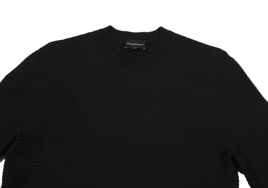 EMPORIO ARMANI Eagle Jacquard Border Sweater Black Size S