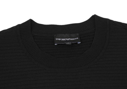EMPORIO ARMANI Eagle Jacquard Border Sweater Black Size S