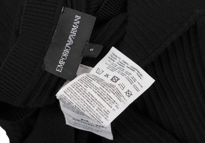 EMPORIO ARMANI Eagle Jacquard Border Sweater Black Size S