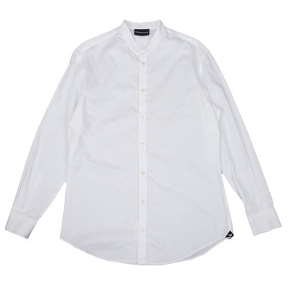 EMPORIO ARMANI Cotton Stripe Band Collar Shirt White Size S